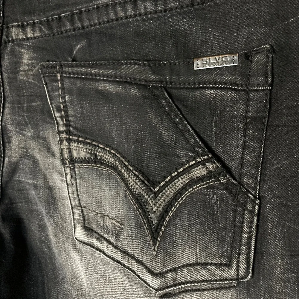 Salvage Buckle Mayhem Straight Jeans SLVG Stretch Denim Men 36x31 Black $104